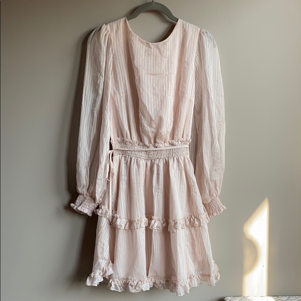NWT Here Comes The Sun Nude Shadow Stripe Dress XS